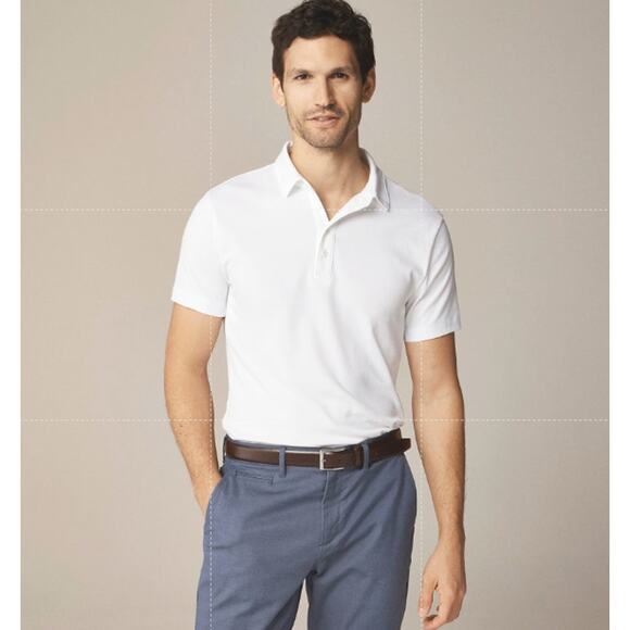 J.Crew Performance Polo Shirt Mens M White Pullover Coolmax Short Sleeve Stretch - Picture 1 of 7